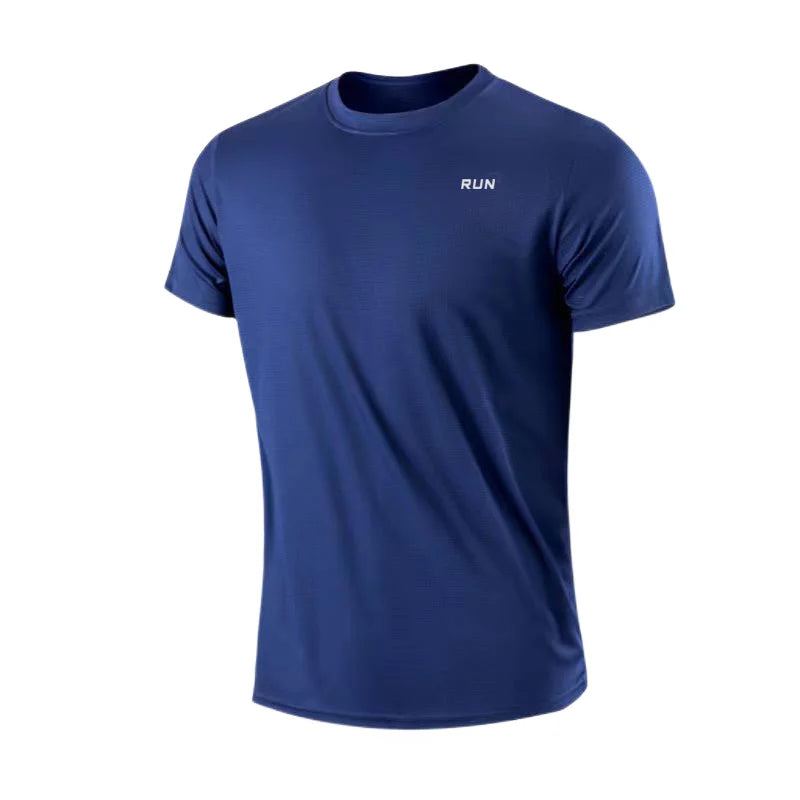 Men's Quick Dry Short Sleeve T-Shirt Moisture Wicking round Neck Gym Running Training Exercise Sport Shirt Lightweight Polyester