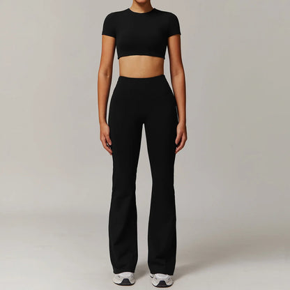 Women's 2PCS Tracksuit Yoga Sets Long Sleeved Sports Bra High Waist Leggings Fitness Workout Gym Sportswear Breathable Quick Dry