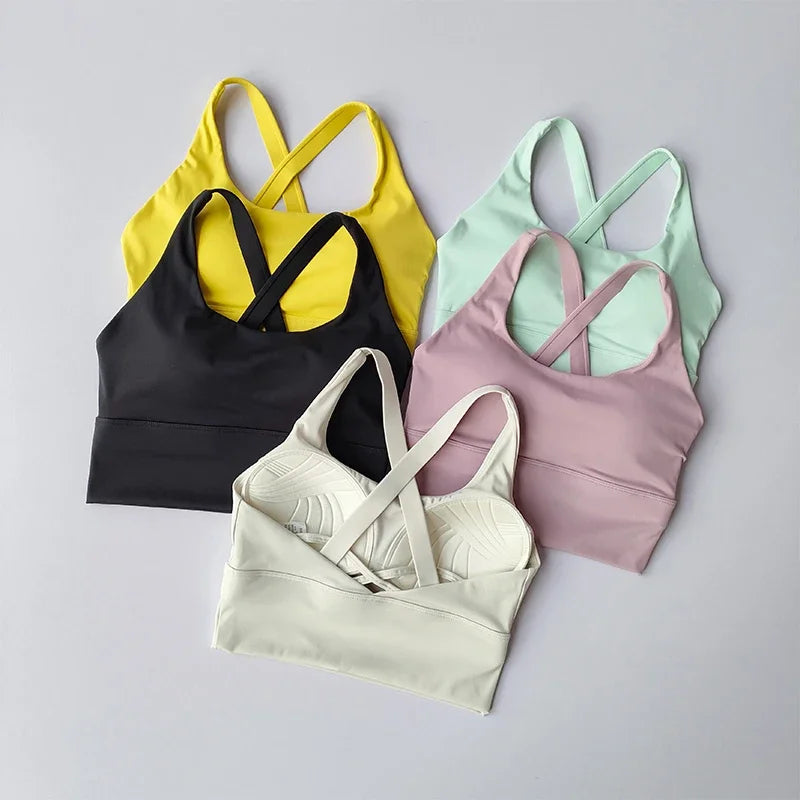 Women's High-Intensity Sports Bra Shockproof Nylon Knitted Yoga Fitness Running Bra All-in-One Summer Cloth