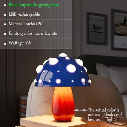 Fly Amanita Mushroom Lamp – Dual-Colour LED Desk Light USB/AC