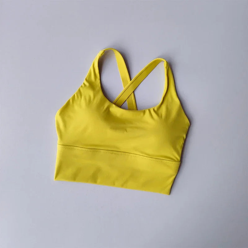 Women's High-Intensity Sports Bra Shockproof Nylon Knitted Yoga Fitness Running Bra All-in-One Summer Cloth