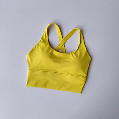 Women's High-Intensity Sports Bra Shockproof Nylon Knitted Yoga Fitness Running Bra All-in-One Summer Cloth