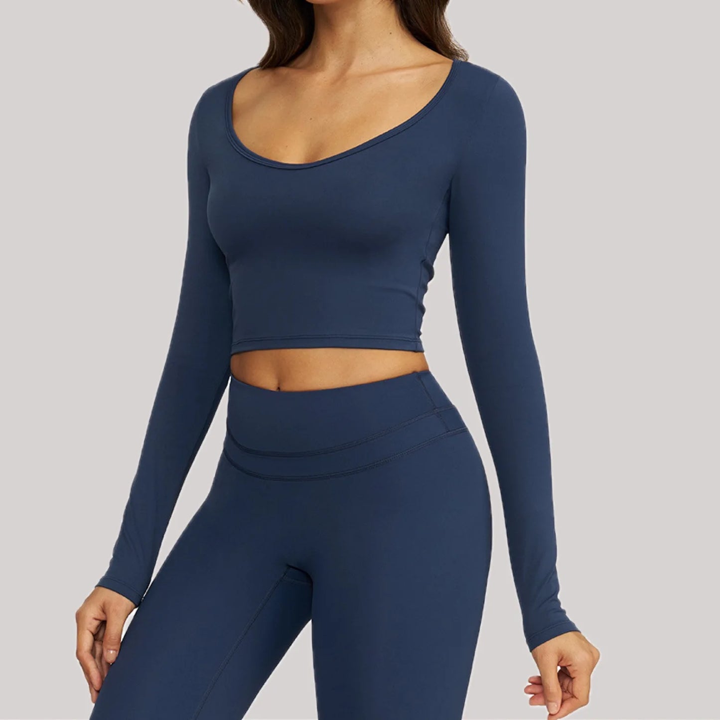 Women's Quick Drying Long Sleeve Yoga Shirt Breathable Sport Top for Outdoor Running Fitness Clothes Knitted Jinammonia Fabric