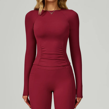 Women's Long Sleeve Yoga Shirt Running Workout Fitness Gym Push up Sports Crop Top Breathable Anti-Pilling Quick Dry Knitted