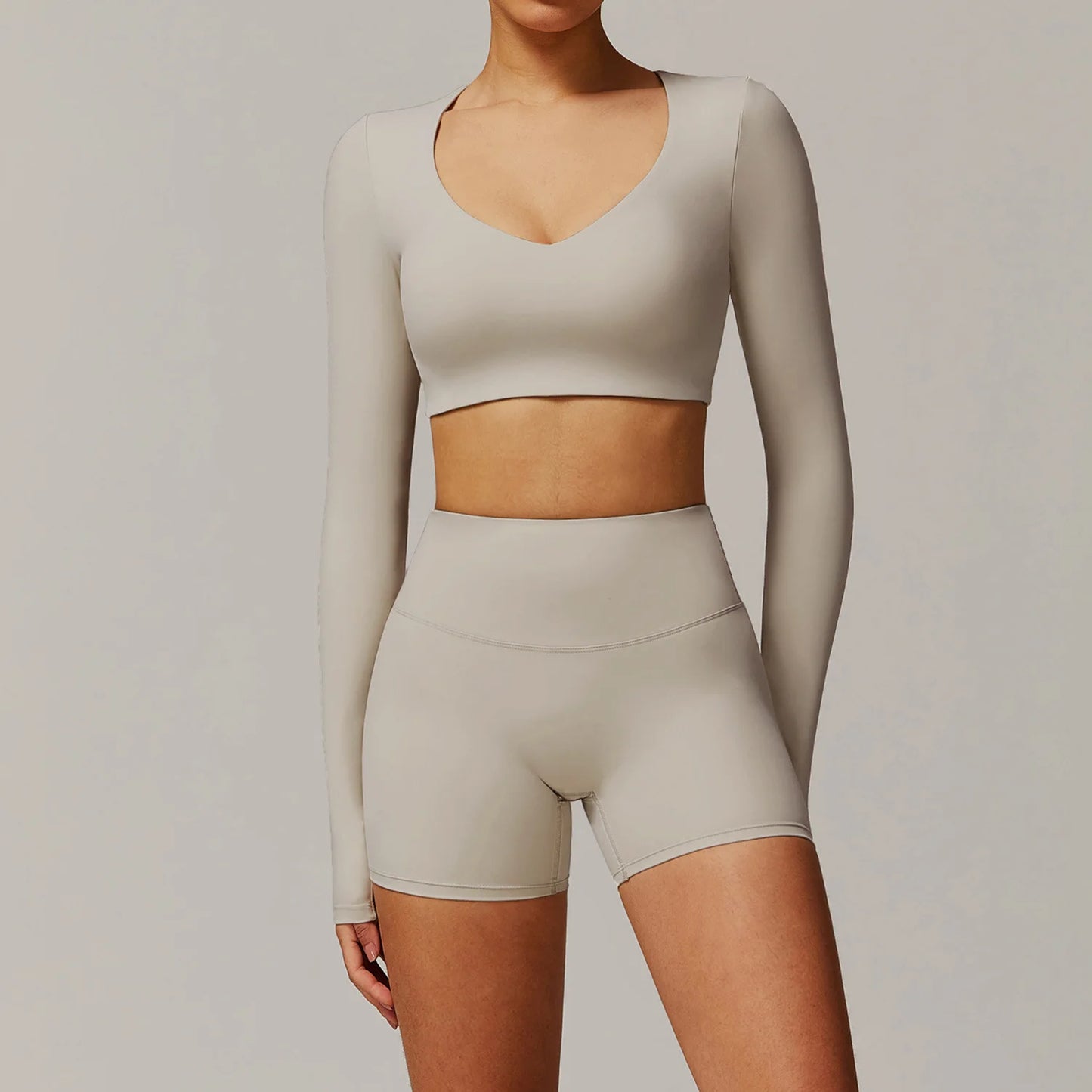 Women's 2PCS Tracksuit Yoga Sets Long Sleeved Sports Bra High Waist Leggings Fitness Workout Gym Sportswear Breathable Quick Dry