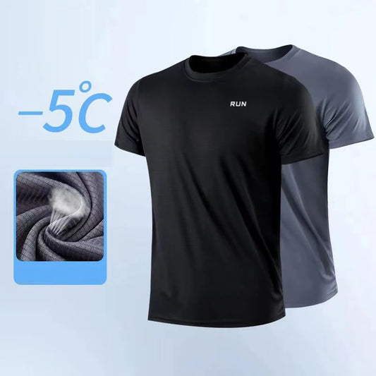 Men's Quick Dry Short Sleeve T-Shirt Moisture Wicking round Neck Gym Running Training Exercise Sport Shirt Lightweight Polyester