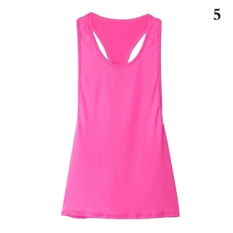 Women's Slim Fit Quick Dry Sleeveless Tank Top for Fitness Running T-shaped Back Design Active Wear Overshirt Sportswear