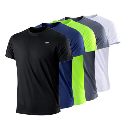 Men's Quick Dry Short Sleeve T-Shirt Moisture Wicking round Neck Gym Running Training Exercise Sport Shirt Lightweight Polyester