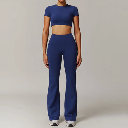 Women's 2PCS Tracksuit Yoga Sets Long Sleeved Sports Bra High Waist Leggings Fitness Workout Gym Sportswear Breathable Quick Dry