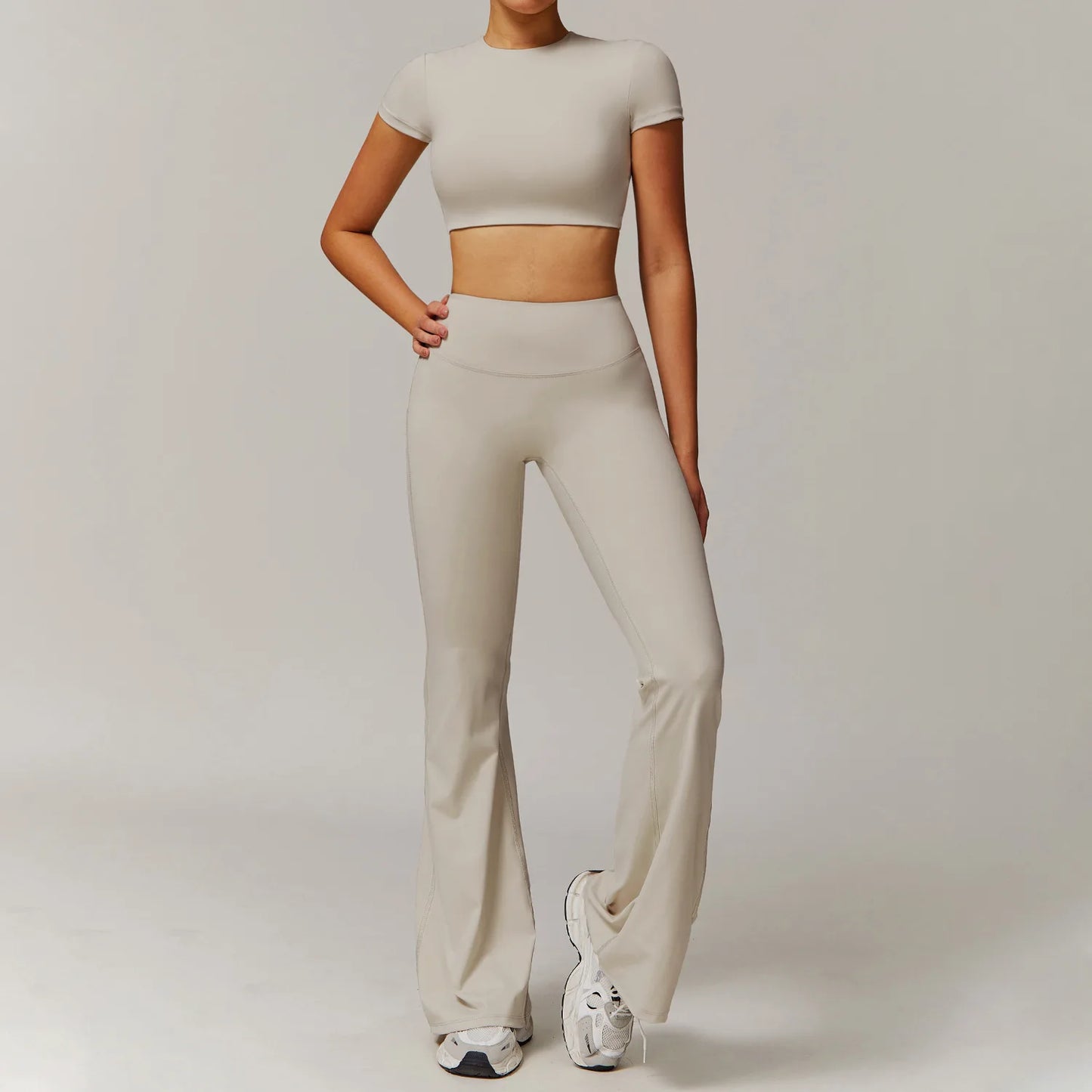 Women's 2PCS Tracksuit Yoga Sets Long Sleeved Sports Bra High Waist Leggings Fitness Workout Gym Sportswear Breathable Quick Dry