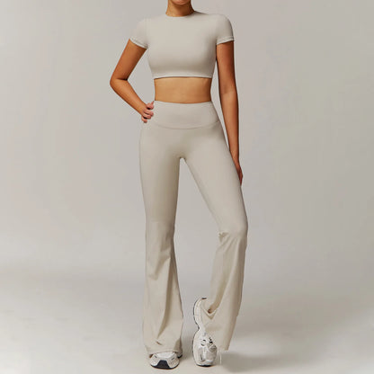 Women's 2PCS Tracksuit Yoga Sets Long Sleeved Sports Bra High Waist Leggings Fitness Workout Gym Sportswear Breathable Quick Dry