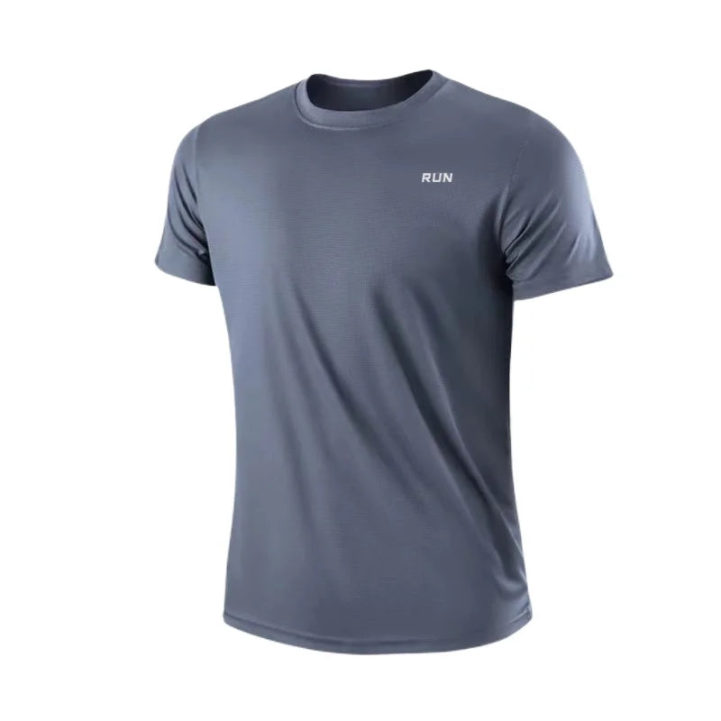 Men's Quick Dry Short Sleeve T-Shirt Moisture Wicking round Neck Gym Running Training Exercise Sport Shirt Lightweight Polyester