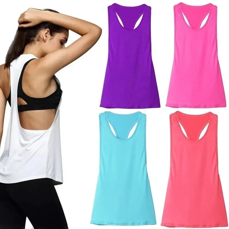 Women's Slim Fit Quick Dry Sleeveless Tank Top for Fitness Running T-shaped Back Design Active Wear Overshirt Sportswear