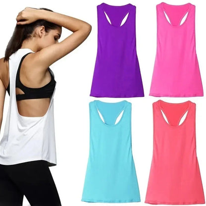 Women's Slim Fit Quick Dry Sleeveless Tank Top for Fitness Running T-shaped Back Design Active Wear Overshirt Sportswear