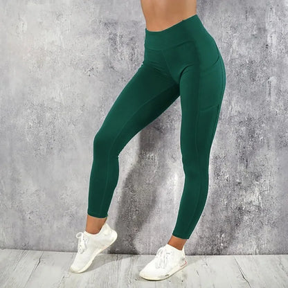 High Waist Yoga Leggings for Women with Pocket Stretchy Booty Lifting Gym Workout Running Tights Sexy Skinny Pants Casual Fit
