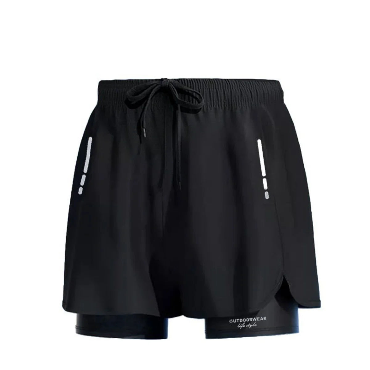 Men's Aloe Quick-Drying Athletic Swim Trunks Stylish Two-Layer Beach Pool Hot Spring Comfortable Fit Shorts