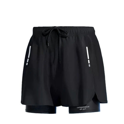 Men's Aloe Quick-Drying Athletic Swim Trunks Stylish Two-Layer Beach Pool Hot Spring Comfortable Fit Shorts