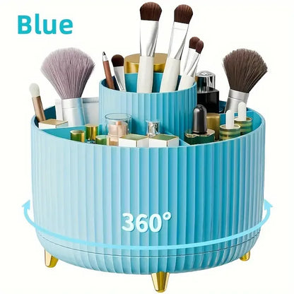 360° Rotating 5-Slot Makeup Brush Holder & Desk Organizer