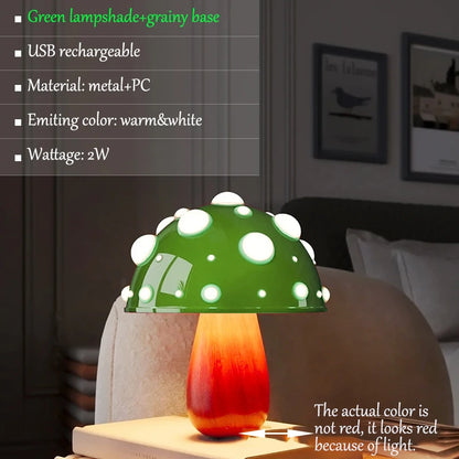Fly Amanita Mushroom Lamp – Dual-Colour LED Desk Light USB/AC