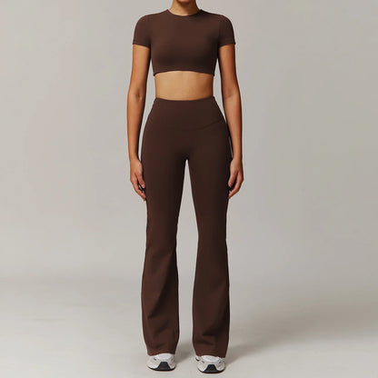 Women's 2PCS Tracksuit Yoga Sets Long Sleeved Sports Bra High Waist Leggings Fitness Workout Gym Sportswear Breathable Quick Dry