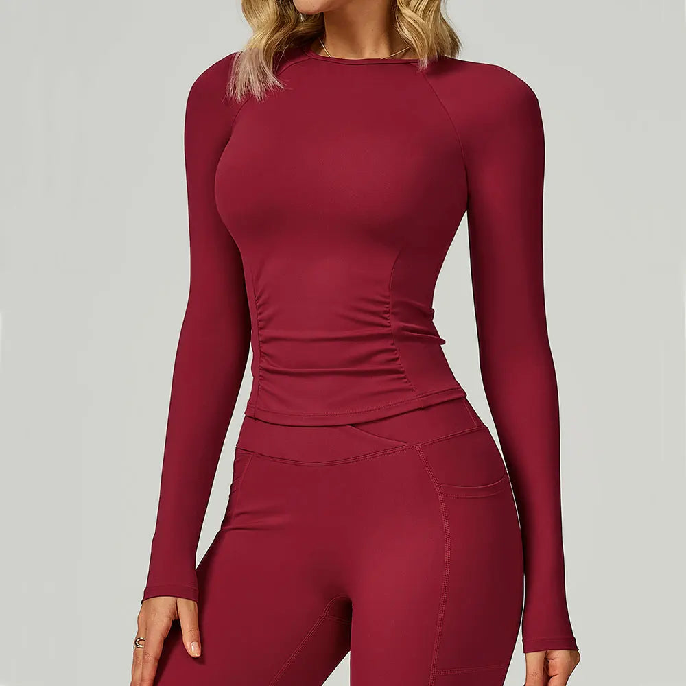 Women's Long Sleeve Yoga Shirt Running Workout Fitness Gym Push up Sports Crop Top Breathable Anti-Pilling Quick Dry Knitted