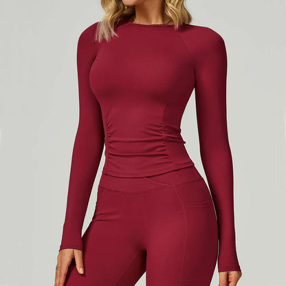 Women's Long Sleeve Yoga Shirt Running Workout Fitness Gym Push up Sports Crop Top Breathable Anti-Pilling Quick Dry Knitted