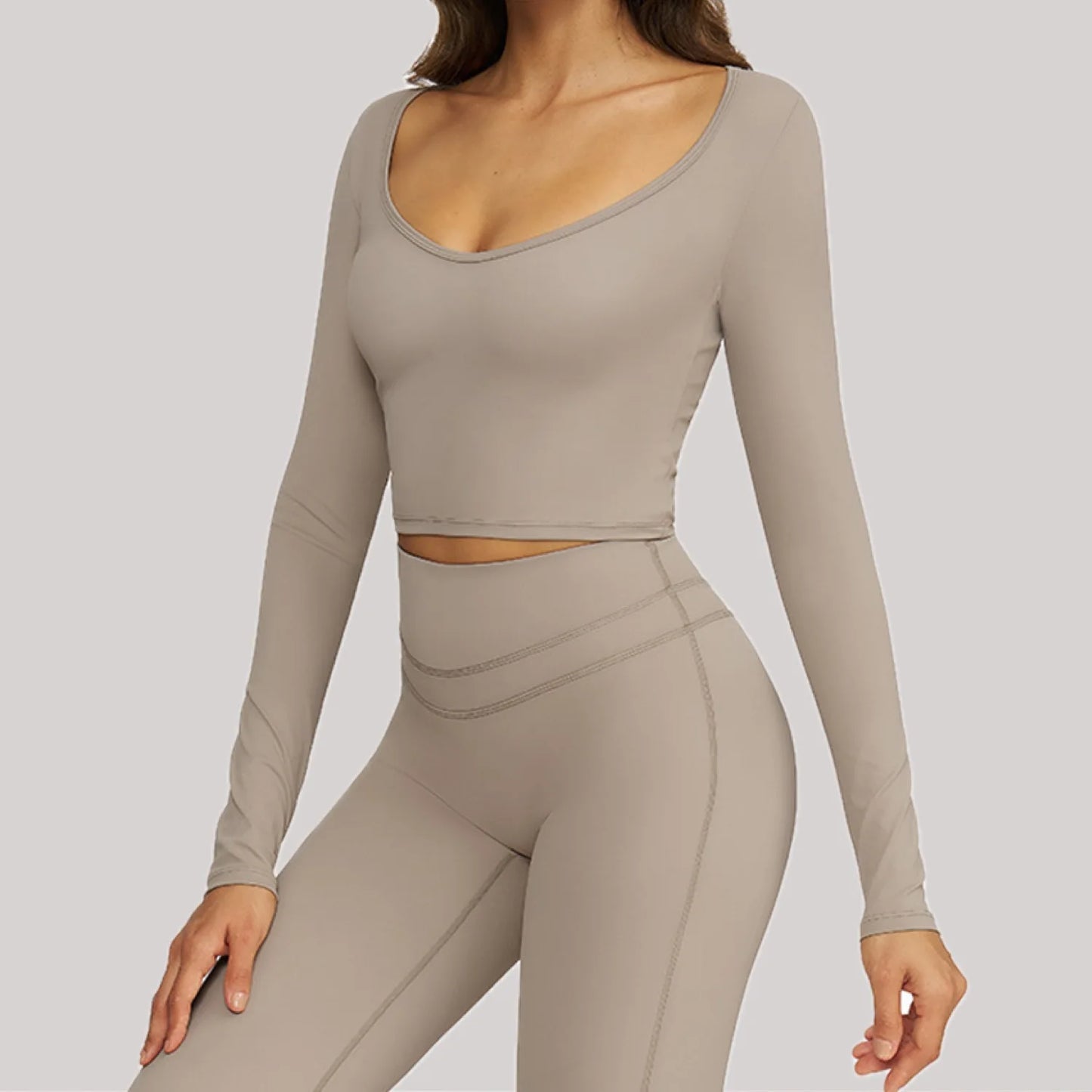 Women's Quick Drying Long Sleeve Yoga Shirt Breathable Sport Top for Outdoor Running Fitness Clothes Knitted Jinammonia Fabric