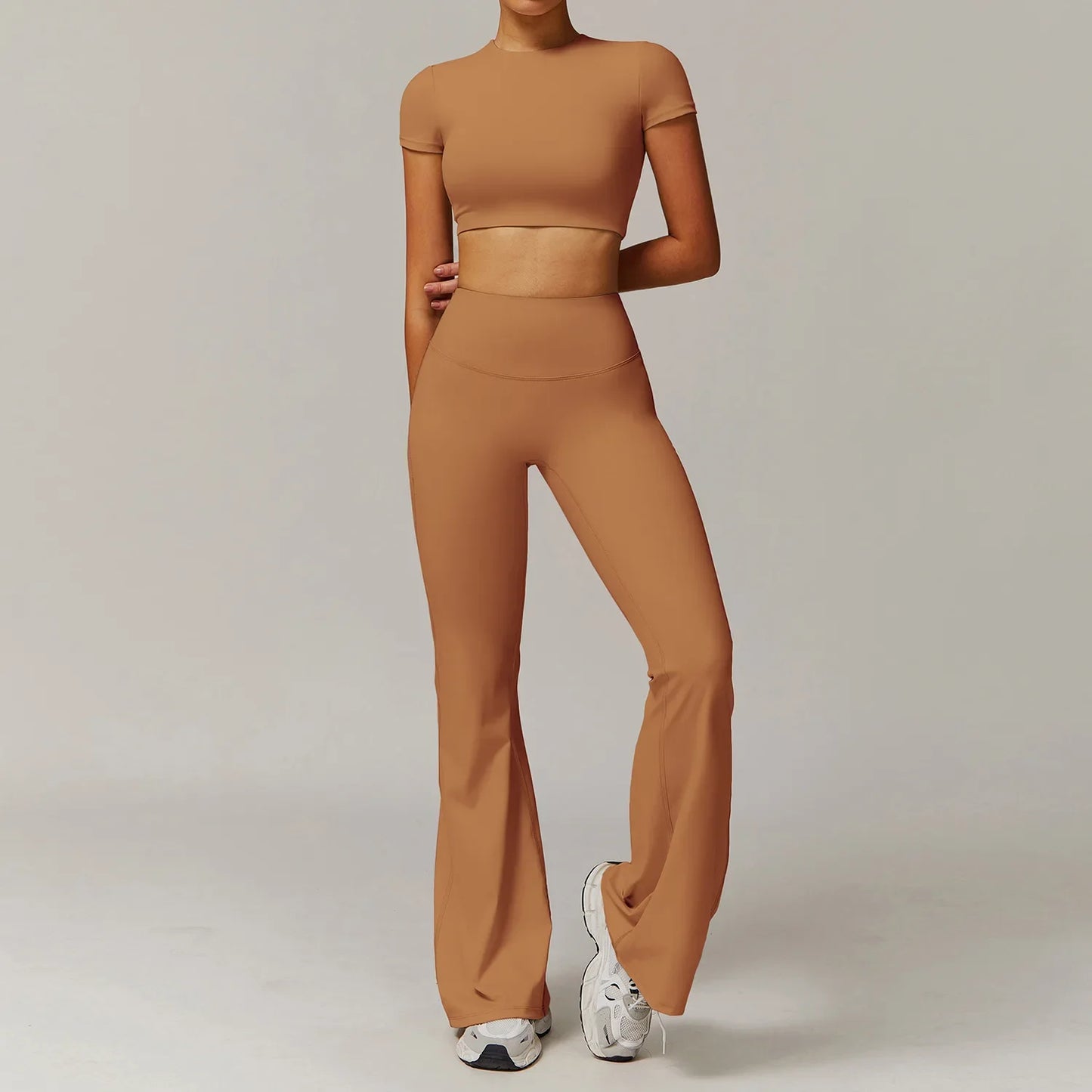 Women's 2PCS Tracksuit Yoga Sets Long Sleeved Sports Bra High Waist Leggings Fitness Workout Gym Sportswear Breathable Quick Dry