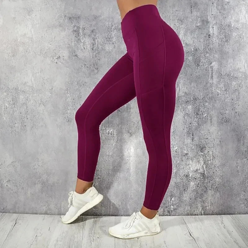 High Waist Yoga Leggings for Women with Pocket Stretchy Booty Lifting Gym Workout Running Tights Sexy Skinny Pants Casual Fit