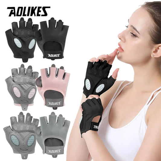 AOLIKES Breathable Cycling Gloves for Men And Women Fingerless Workout Gym Weight Lifting Gloves Fitness Training Exercise