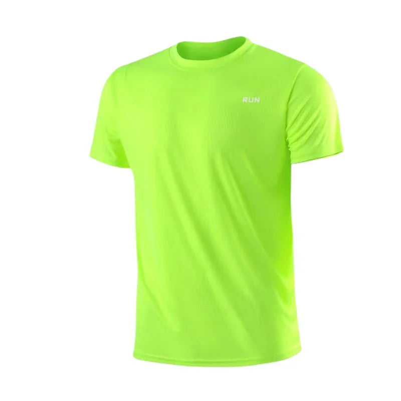 Men's Quick Dry Short Sleeve T-Shirt Moisture Wicking round Neck Gym Running Training Exercise Sport Shirt Lightweight Polyester