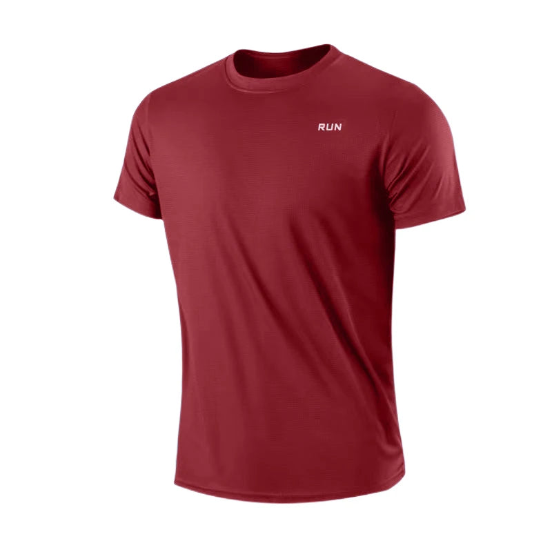 Men's Quick Dry Short Sleeve T-Shirt Moisture Wicking round Neck Gym Running Training Exercise Sport Shirt Lightweight Polyester