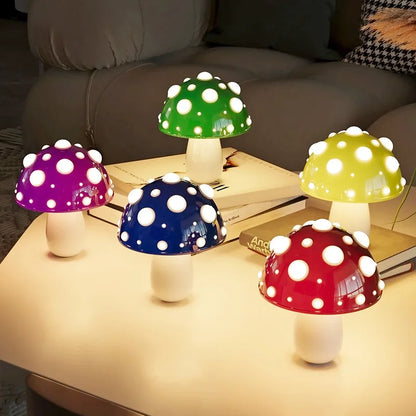 Fly Amanita Mushroom Lamp – Dual-Colour LED Desk Light USB/AC