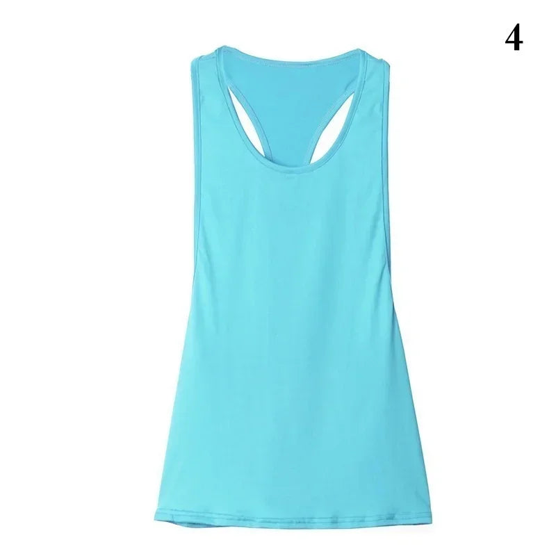 Women's Slim Fit Quick Dry Sleeveless Tank Top for Fitness Running T-shaped Back Design Active Wear Overshirt Sportswear
