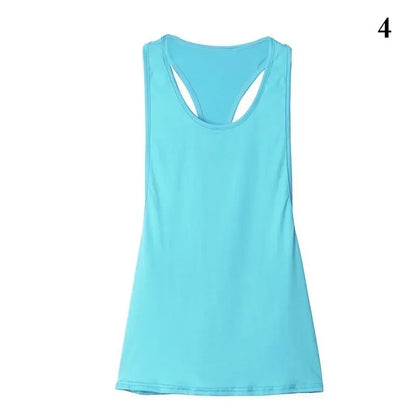 Women's Slim Fit Quick Dry Sleeveless Tank Top for Fitness Running T-shaped Back Design Active Wear Overshirt Sportswear