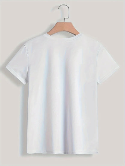 Camiseta de manga corta con cuello redondo y estampado parisino de los 90 para mujer. Estilo casual. Confeccionada en poliéster. Ideal para primavera y verano. Ropa para mujeres de mediana edad.