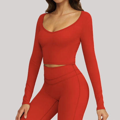 Women's Quick Drying Long Sleeve Yoga Shirt Breathable Sport Top for Outdoor Running Fitness Clothes Knitted Jinammonia Fabric