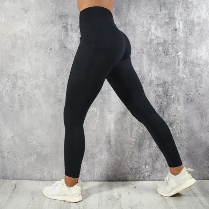 High Waist Yoga Leggings for Women with Pocket Stretchy Booty Lifting Gym Workout Running Tights Sexy Skinny Pants Casual Fit