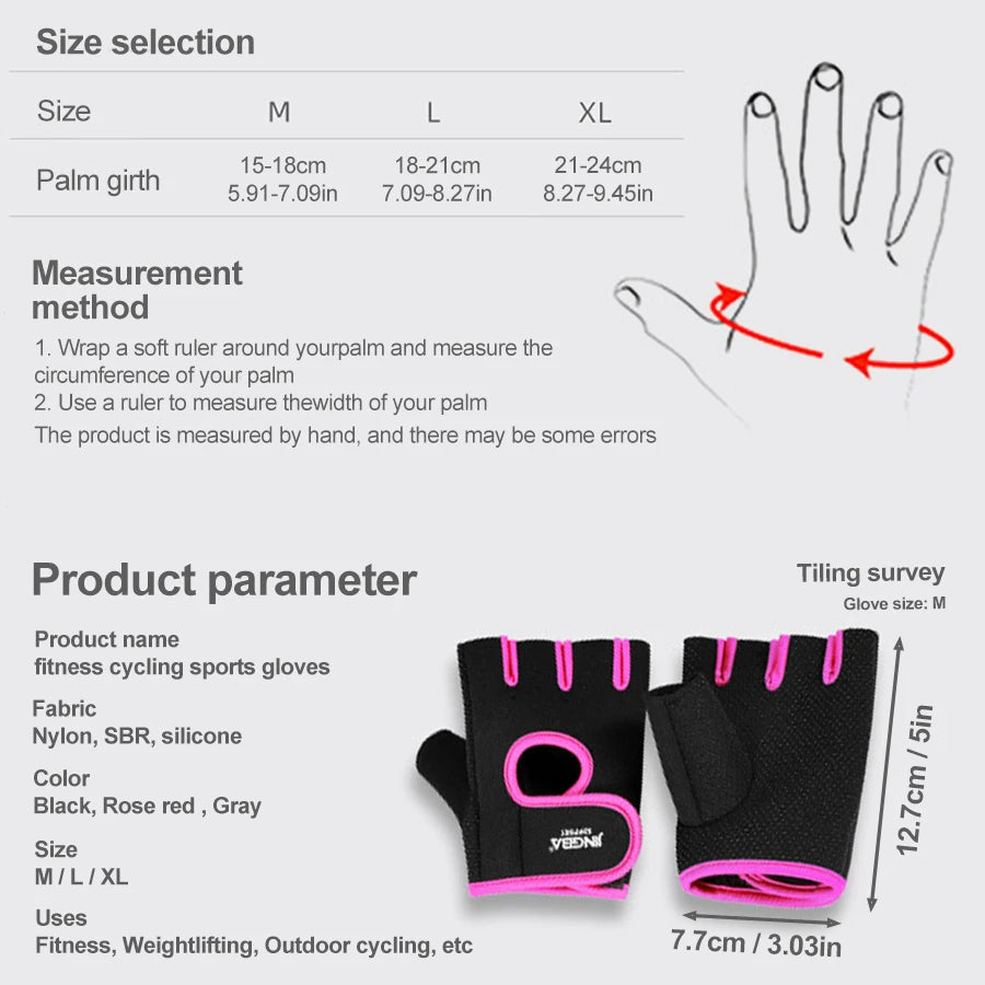 Fitness Gym Gloves for Men Women Weight Lifting Training Sports Exercise Cycling Workout Glove Breathable NylonSPANDEX