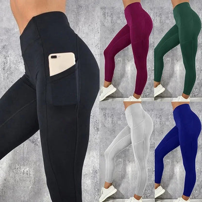 High Waist Yoga Leggings for Women with Pocket Stretchy Booty Lifting Gym Workout Running Tights Sexy Skinny Pants Casual Fit