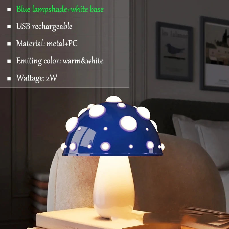 Fly Amanita Mushroom Lamp – Dual-Colour LED Desk Light USB/AC
