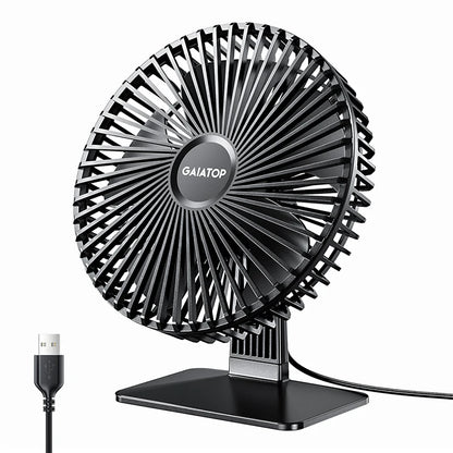 Ventilateur de bureau USB GAIATOP – Ultra silencieux, 4 vitesses, refroidissement réglable