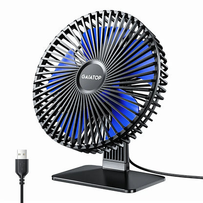 Ventilateur de bureau USB GAIATOP – Ultra silencieux, 4 vitesses, refroidissement réglable